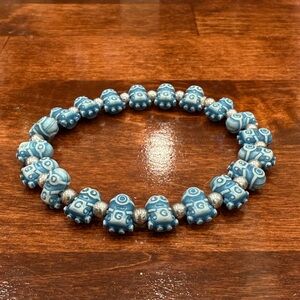 Blue Minion Beaded Stretch Bracelet